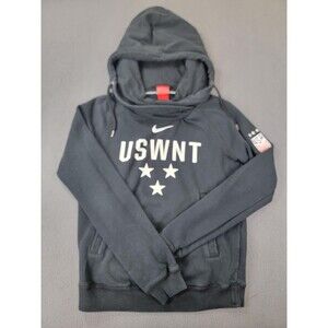 USWNT Hoodie Womens XS Black Nike US Soccer Pullover Sweatshirt USA Crest Stars
